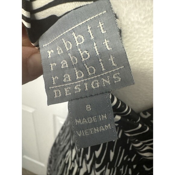 Rabbit Designs Women‎ Dress 8 Artsy Statement Sleeveless Fit Flared Midi V Neck - Picture 4 of 7